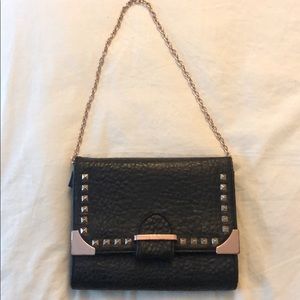 Francesca’s leather rose gold studded shoulder bag